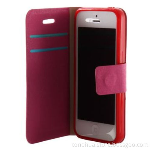 Genuine Mink Leather Case with Wallet Style, for iPhone 4